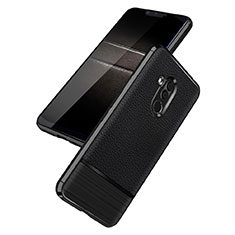 Coque Silicone Gel Motif Cuir W01 pour Huawei Mate 20 Lite Noir