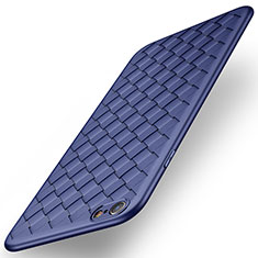Coque Silicone Gel Motif Cuir W02 pour Apple iPhone 6S Plus Bleu