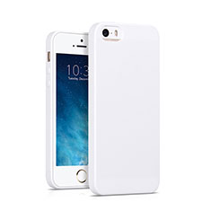 Coque Silicone Gel Souple Couleur Unie pour Apple iPhone 5 Blanc