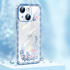 Coque Silicone Housse Etui Gel Bling-Bling AT1 pour Apple iPhone 13 Bleu