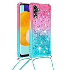 Coque Silicone Housse Etui Gel Bling-Bling avec Laniere Strap S01 pour Samsung Galaxy A13 5G Rose