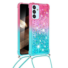 Coque Silicone Housse Etui Gel Bling-Bling avec Laniere Strap S01 pour Samsung Galaxy A15 4G Rose