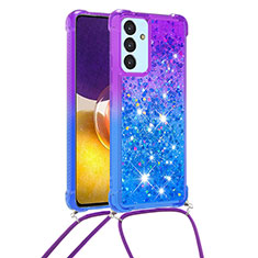 Coque Silicone Housse Etui Gel Bling-Bling avec Laniere Strap S01 pour Samsung Galaxy A24 4G Violet