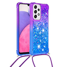 Coque Silicone Housse Etui Gel Bling-Bling avec Laniere Strap S01 pour Samsung Galaxy A33 5G Violet