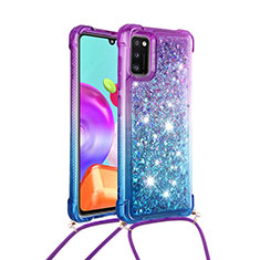 Coque Silicone Housse Etui Gel Bling-Bling avec Laniere Strap S01 pour Samsung Galaxy A41 Violet