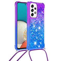 Coque Silicone Housse Etui Gel Bling-Bling avec Laniere Strap S01 pour Samsung Galaxy A53 5G Violet