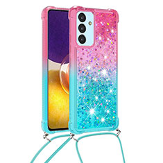 Coque Silicone Housse Etui Gel Bling-Bling avec Laniere Strap S01 pour Samsung Galaxy F34 5G Rose