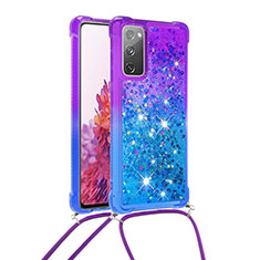 Coque Silicone Housse Etui Gel Bling-Bling avec Laniere Strap S01 pour Samsung Galaxy S20 FE 4G Violet