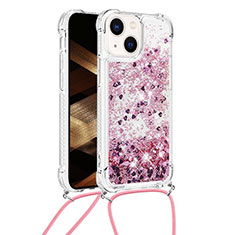 Coque Silicone Housse Etui Gel Bling-Bling avec Laniere Strap S02 pour Apple iPhone 13 Violet Clair