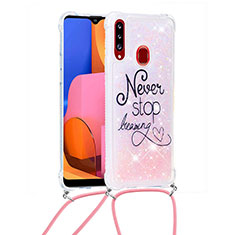 Coque Silicone Housse Etui Gel Bling-Bling avec Laniere Strap S02 pour Samsung Galaxy A20s Mixte