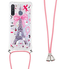 Coque Silicone Housse Etui Gel Bling-Bling avec Laniere Strap S02 pour Samsung Galaxy A21 European Mixte