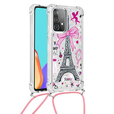 Coque Silicone Housse Etui Gel Bling-Bling avec Laniere Strap S02 pour Samsung Galaxy A52 4G Mixte