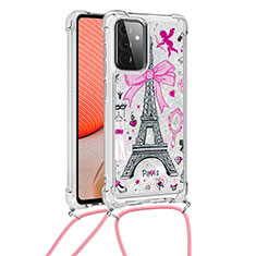 Coque Silicone Housse Etui Gel Bling-Bling avec Laniere Strap S02 pour Samsung Galaxy A72 5G Mixte