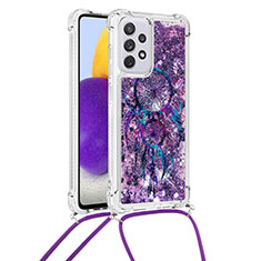 Coque Silicone Housse Etui Gel Bling-Bling avec Laniere Strap S02 pour Samsung Galaxy A73 5G Violet