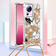 Coque Silicone Housse Etui Gel Bling-Bling avec Laniere Strap S02 pour Xiaomi Civi 2 5G Or