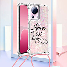 Coque Silicone Housse Etui Gel Bling-Bling avec Laniere Strap S02 pour Xiaomi Civi 2 5G Or Rose