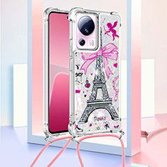 Coque Silicone Housse Etui Gel Bling-Bling avec Laniere Strap S02 pour Xiaomi Civi 2 5G Rose