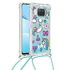 Coque Silicone Housse Etui Gel Bling-Bling avec Laniere Strap S02 pour Xiaomi Mi 10i 5G Bleu Ciel