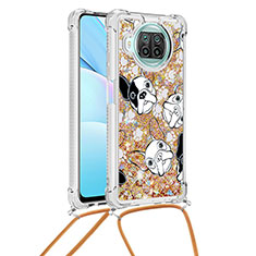 Coque Silicone Housse Etui Gel Bling-Bling avec Laniere Strap S02 pour Xiaomi Mi 10T Lite 5G Or