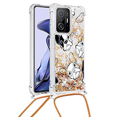 Coque Silicone Housse Etui Gel Bling-Bling avec Laniere Strap S02 pour Xiaomi Mi 11T Pro 5G Or