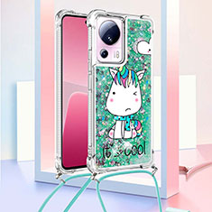 Coque Silicone Housse Etui Gel Bling-Bling avec Laniere Strap S02 pour Xiaomi Mi 12 Lite NE 5G Vert