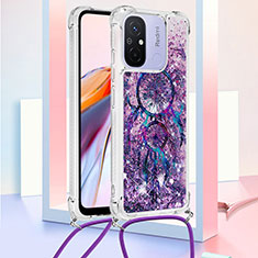 Coque Silicone Housse Etui Gel Bling-Bling avec Laniere Strap S02 pour Xiaomi Poco C55 Violet