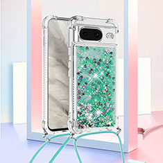 Coque Silicone Housse Etui Gel Bling-Bling avec Laniere Strap S03 pour Google Pixel 8 5G Vert