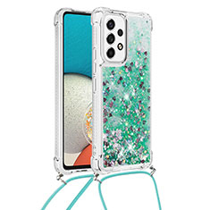 Coque Silicone Housse Etui Gel Bling-Bling avec Laniere Strap S03 pour Samsung Galaxy A53 5G Vert