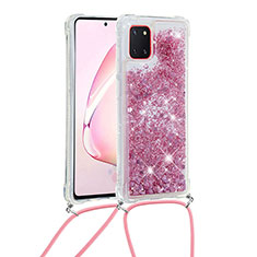 Coque Silicone Housse Etui Gel Bling-Bling avec Laniere Strap S03 pour Samsung Galaxy A81 Rouge