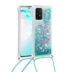 Coque Silicone Housse Etui Gel Bling-Bling avec Laniere Strap S03 pour Samsung Galaxy S10 Lite Vert