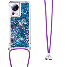 Coque Silicone Housse Etui Gel Bling-Bling avec Laniere Strap S03 pour Xiaomi Civi 2 5G Bleu