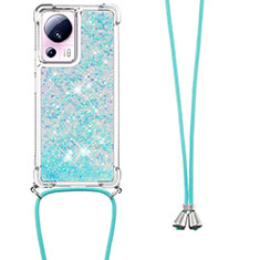 Coque Silicone Housse Etui Gel Bling-Bling avec Laniere Strap S03 pour Xiaomi Civi 2 5G Bleu Ciel