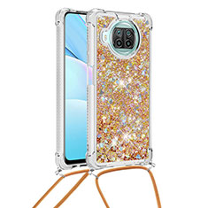 Coque Silicone Housse Etui Gel Bling-Bling avec Laniere Strap S03 pour Xiaomi Mi 10i 5G Or