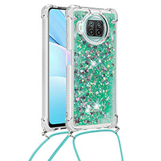 Coque Silicone Housse Etui Gel Bling-Bling avec Laniere Strap S03 pour Xiaomi Mi 10i 5G Vert