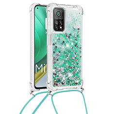 Coque Silicone Housse Etui Gel Bling-Bling avec Laniere Strap S03 pour Xiaomi Mi 10T 5G Vert