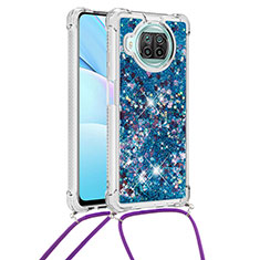 Coque Silicone Housse Etui Gel Bling-Bling avec Laniere Strap S03 pour Xiaomi Mi 10T Lite 5G Bleu