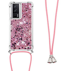 Coque Silicone Housse Etui Gel Bling-Bling avec Laniere Strap S03 pour Xiaomi Redmi K60 5G Violet Clair