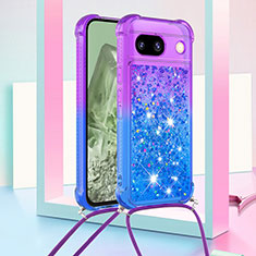 Coque Silicone Housse Etui Gel Bling-Bling avec Laniere Strap YB1 pour Google Pixel 8a 5G Violet