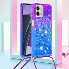 Coque Silicone Housse Etui Gel Bling-Bling avec Laniere Strap YB1 pour Motorola Moto G Stylus (2023) 4G Violet