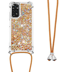 Coque Silicone Housse Etui Gel Bling-Bling avec Laniere Strap YB1 pour Xiaomi Redmi Note 11 4G (2022) Or