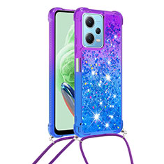 Coque Silicone Housse Etui Gel Bling-Bling avec Laniere Strap YB1 pour Xiaomi Redmi Note 12 5G Violet