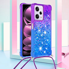 Coque Silicone Housse Etui Gel Bling-Bling avec Laniere Strap YB1 pour Xiaomi Redmi Note 12 Pro 5G Violet