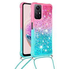 Coque Silicone Housse Etui Gel Bling-Bling avec Laniere Strap YB1 pour Xiaomi Redmi Note 12S Rose