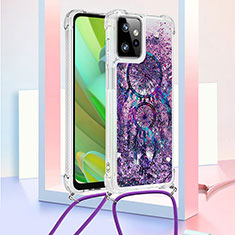 Coque Silicone Housse Etui Gel Bling-Bling avec Laniere Strap YB2 pour Motorola Moto G Power 5G (2023) Violet