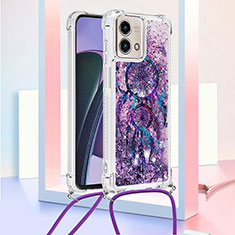 Coque Silicone Housse Etui Gel Bling-Bling avec Laniere Strap YB2 pour Motorola Moto G Stylus (2023) 4G Violet