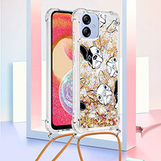 Coque Silicone Housse Etui Gel Bling-Bling avec Laniere Strap YB2 pour Samsung Galaxy A04 4G Or
