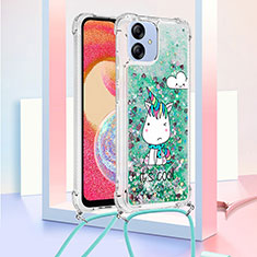 Coque Silicone Housse Etui Gel Bling-Bling avec Laniere Strap YB2 pour Samsung Galaxy A04 4G Vert