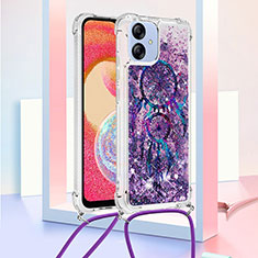 Coque Silicone Housse Etui Gel Bling-Bling avec Laniere Strap YB2 pour Samsung Galaxy A04 4G Violet