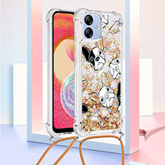 Coque Silicone Housse Etui Gel Bling-Bling avec Laniere Strap YB2 pour Samsung Galaxy A04E Or