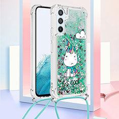 Coque Silicone Housse Etui Gel Bling-Bling avec Laniere Strap YB2 pour Samsung Galaxy A54 5G Vert